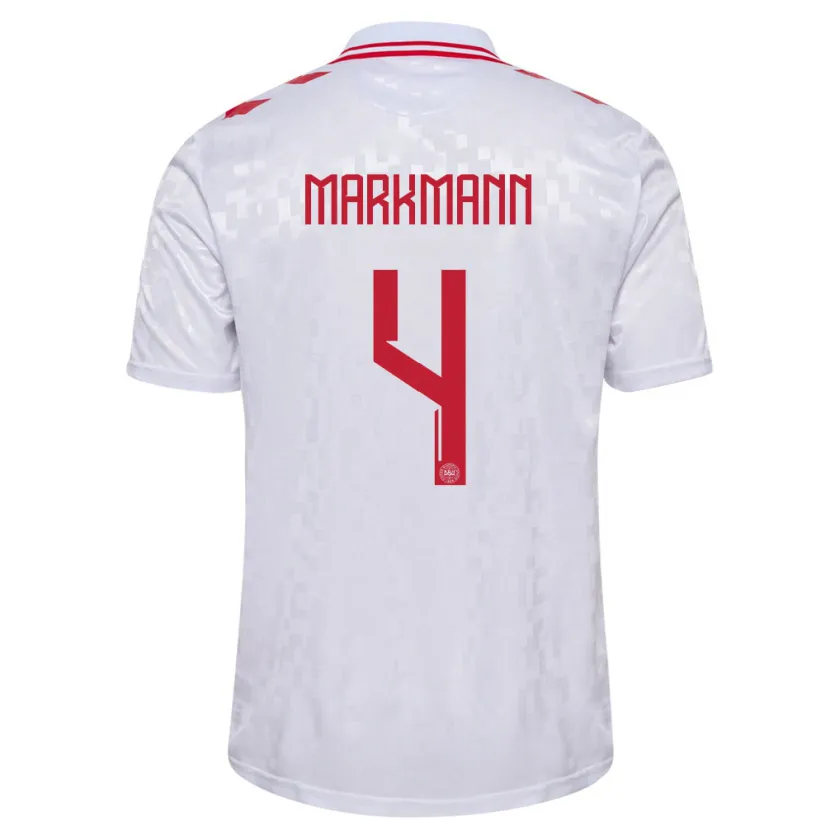 Danxen Mujer Camiseta Dinamarca Noah Markmann #4 Blanco 2ª Equipación 24-26 La Camisa México