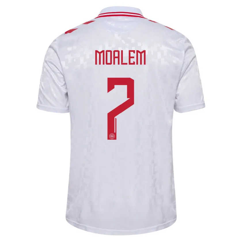 Danxen Mujer Camiseta Dinamarca Jonathan Moalem #7 Blanco 2ª Equipación 24-26 La Camisa México