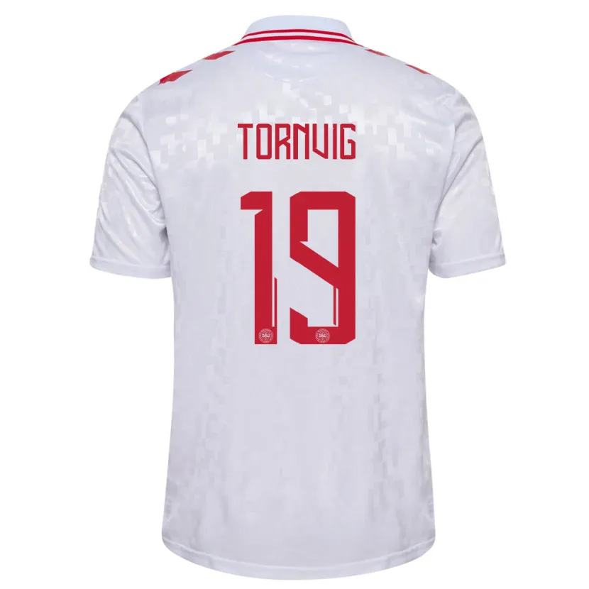 Danxen Mujer Camiseta Dinamarca Nicolaj Tornvig #19 Blanco 2ª Equipación 24-26 La Camisa México