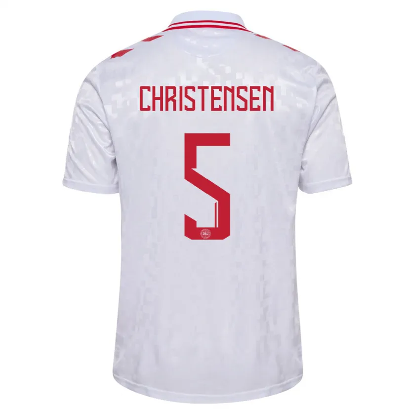 Danxen Mujer Camiseta Dinamarca Aske Christensen #5 Blanco 2ª Equipación 24-26 La Camisa México