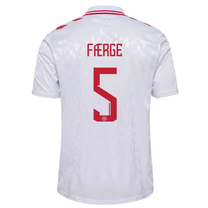 Danxen Mujer Camiseta Dinamarca Emma Færge #5 Blanco 2ª Equipación 24-26 La Camisa México