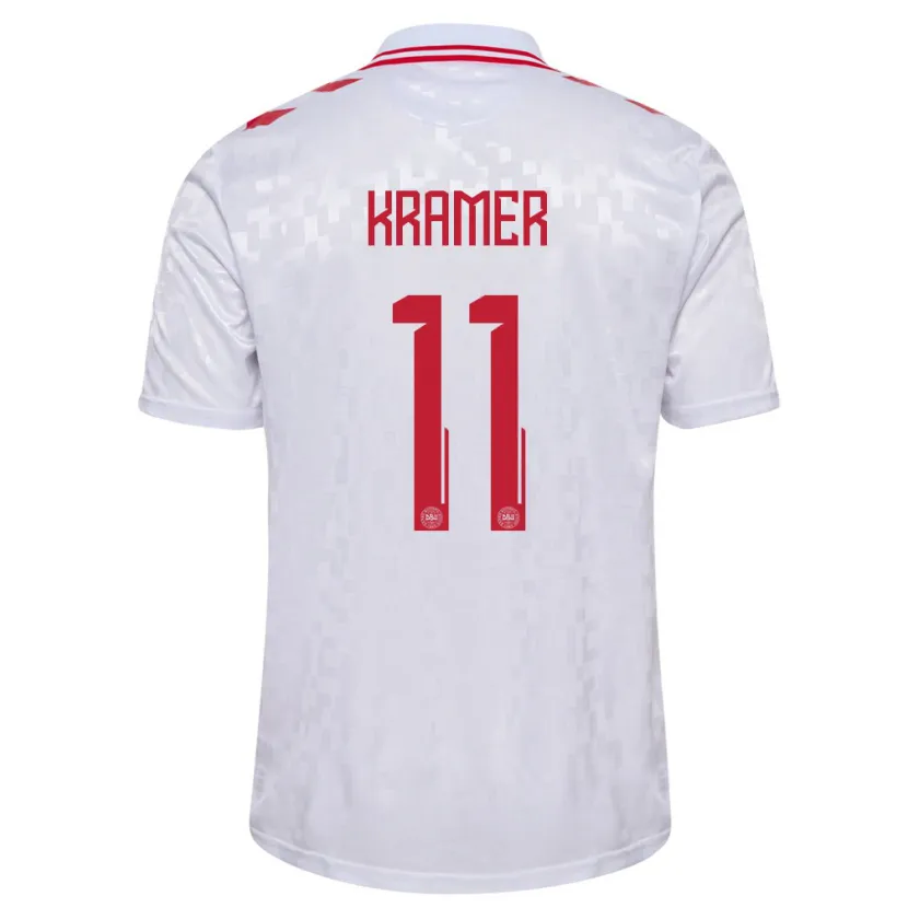 Danxen Mujer Camiseta Dinamarca Cornelia Kramer #11 Blanco 2ª Equipación 24-26 La Camisa México