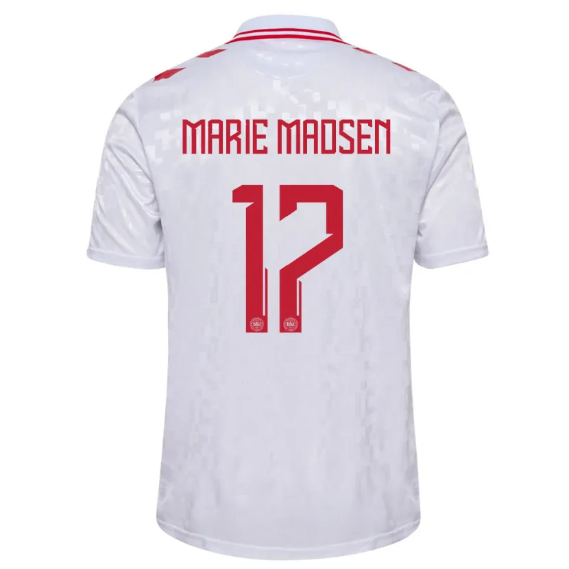 Danxen Mujer Camiseta Dinamarca Rikke Marie Madsen #17 Blanco 2ª Equipación 24-26 La Camisa México