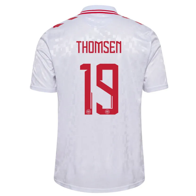 Danxen Mujer Camiseta Dinamarca Janni Thomsen #19 Blanco 2ª Equipación 24-26 La Camisa México
