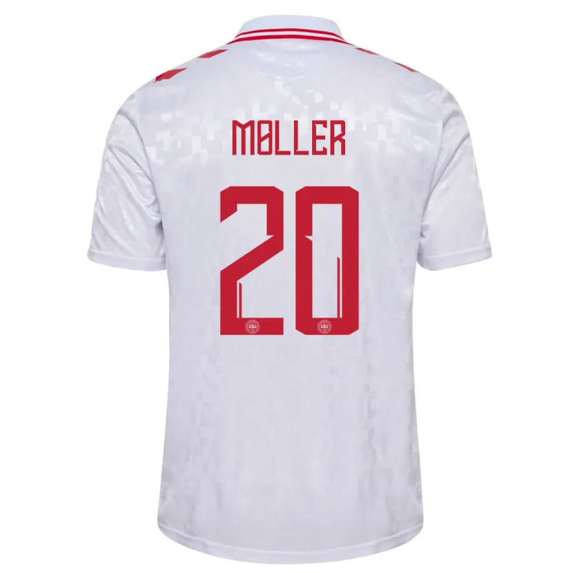 Danxen Mujer Camiseta Dinamarca Caroline Møller #20 Blanco 2ª Equipación 24-26 La Camisa México