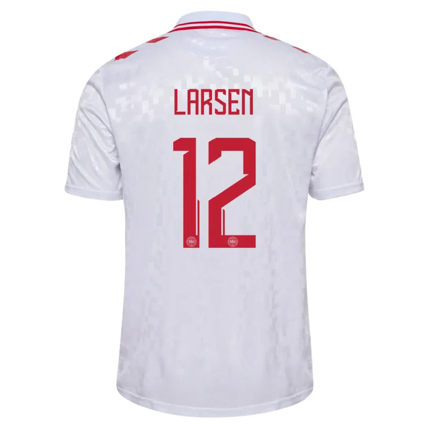 Danxen Mujer Camiseta Dinamarca Stine Larsen #12 Blanco 2ª Equipación 24-26 La Camisa México