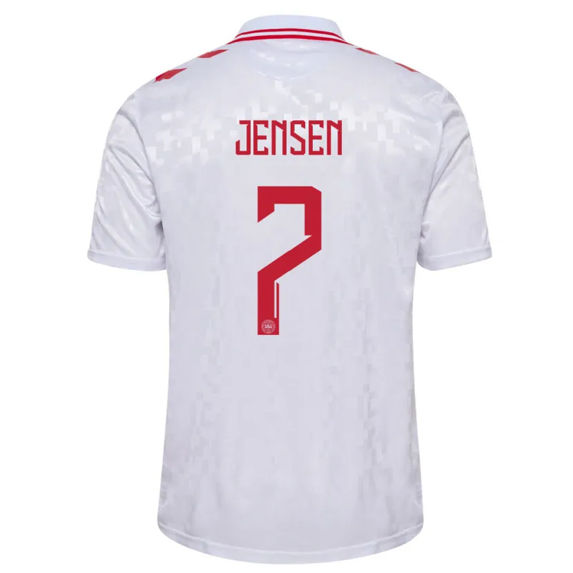Danxen Mujer Camiseta Dinamarca Victor Jensen #7 Blanco 2ª Equipación 24-26 La Camisa México