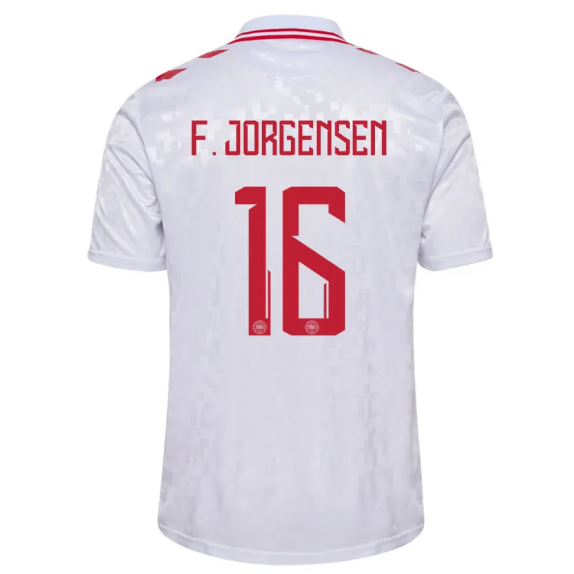 Danxen Mujer Camiseta Dinamarca Filip Jorgensen #16 Blanco 2ª Equipación 24-26 La Camisa México