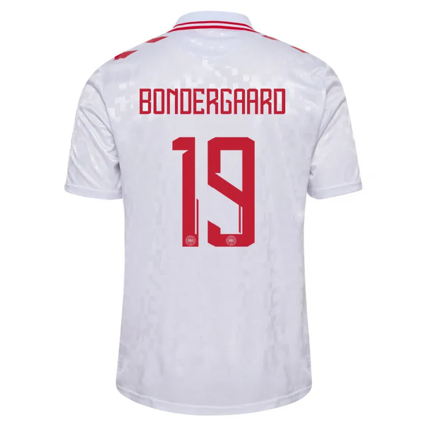 Danxen Mujer Camiseta Dinamarca Asbjorn Bondergaard #19 Blanco 2ª Equipación 24-26 La Camisa México
