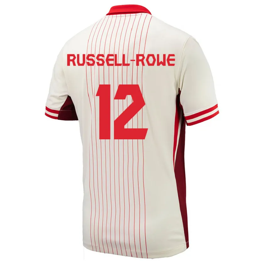 Danxen Mujer Camiseta Canadá Jacen Russell-Rowe #12 Blanco 2ª Equipación 24-26 La Camisa México