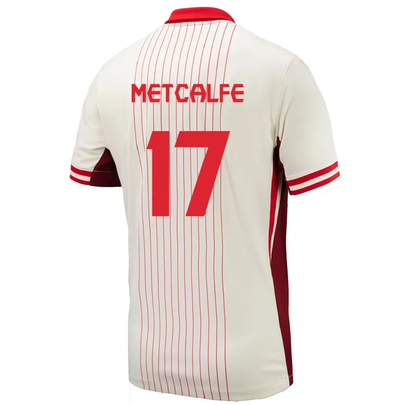 Danxen Mujer Camiseta Canadá Patrick Metcalfe #17 Blanco 2ª Equipación 24-26 La Camisa México