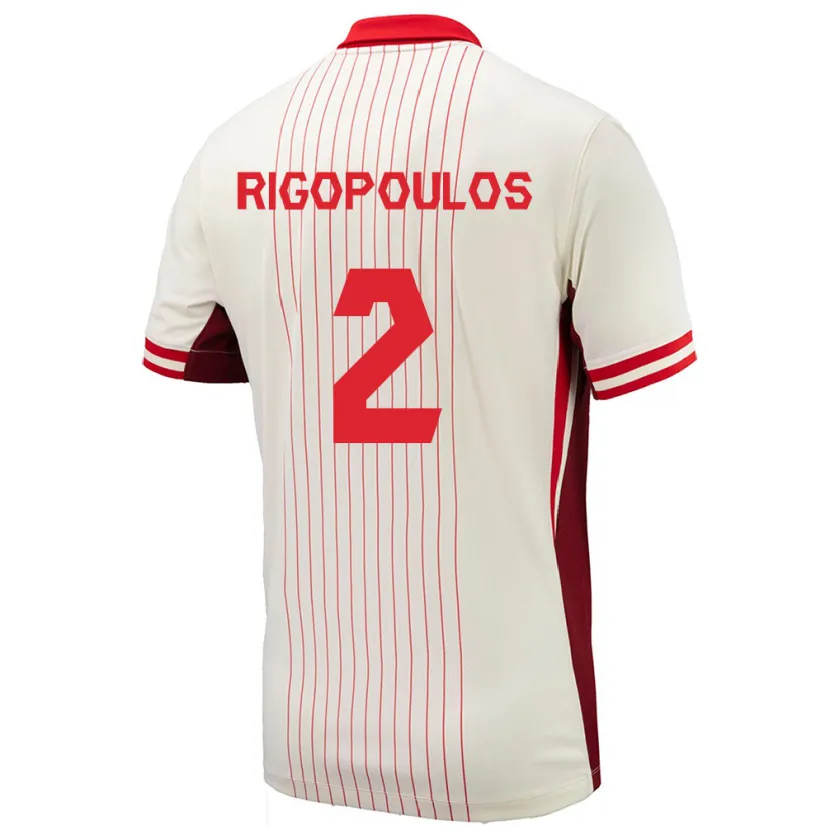 Danxen Mujer Camiseta Canadá Theo Rigopoulos #2 Blanco 2ª Equipación 24-26 La Camisa México