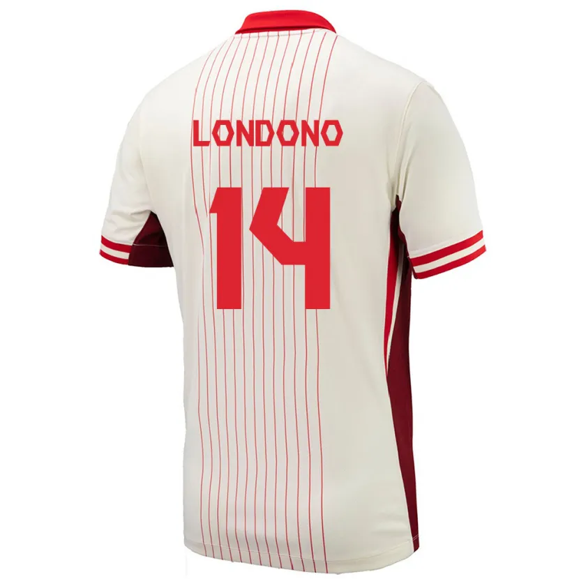 Danxen Mujer Camiseta Canadá Tyler Londono #14 Blanco 2ª Equipación 24-26 La Camisa México