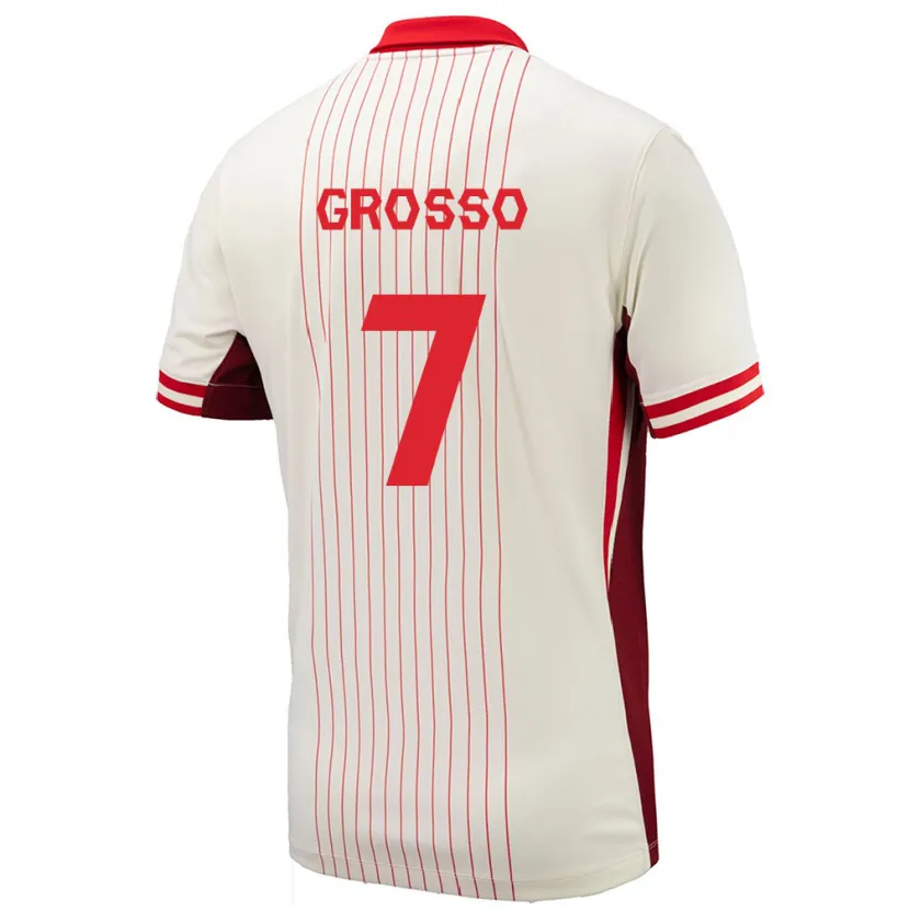 Danxen Mujer Camiseta Canadá Julia Grosso #7 Blanco 2ª Equipación 24-26 La Camisa México