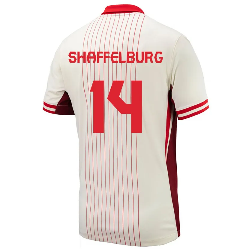 Danxen Mujer Camiseta Canadá Jacob Shaffelburg #14 Blanco 2ª Equipación 24-26 La Camisa México