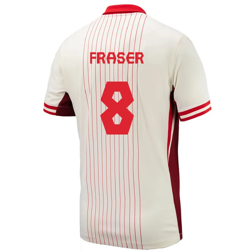Danxen Mujer Camiseta Canadá Liam Fraser #8 Blanco 2ª Equipación 24-26 La Camisa México