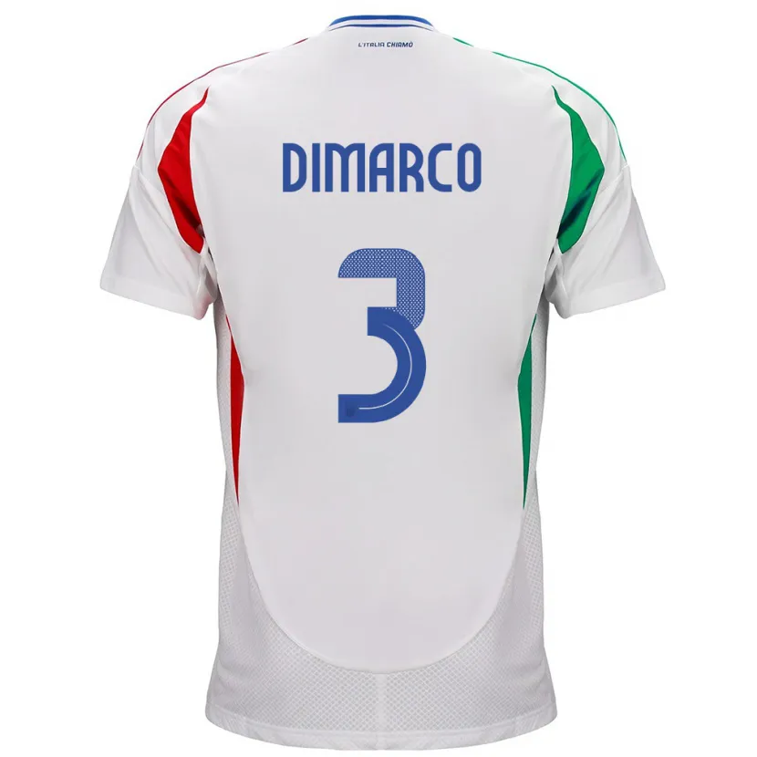 Danxen Mujer Camiseta Italia Federico Dimarco #3 Blanco 2ª Equipación 24-26 La Camisa México