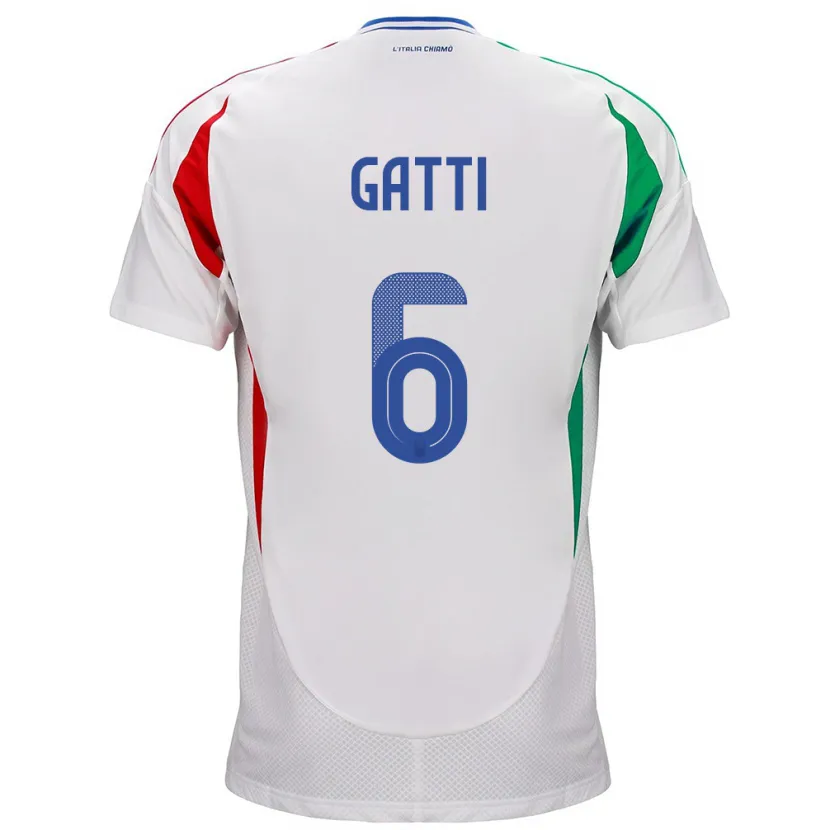Danxen Mujer Camiseta Italia Federico Gatti #6 Blanco 2ª Equipación 24-26 La Camisa México