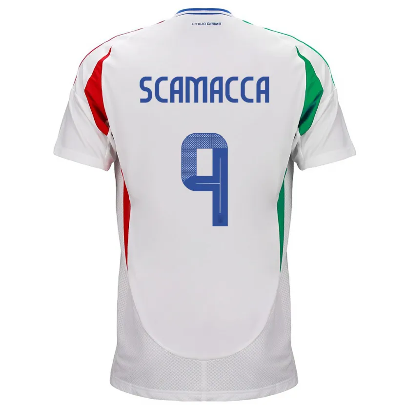 Danxen Mujer Camiseta Italia Gianluca Scamacca #9 Blanco 2ª Equipación 24-26 La Camisa México