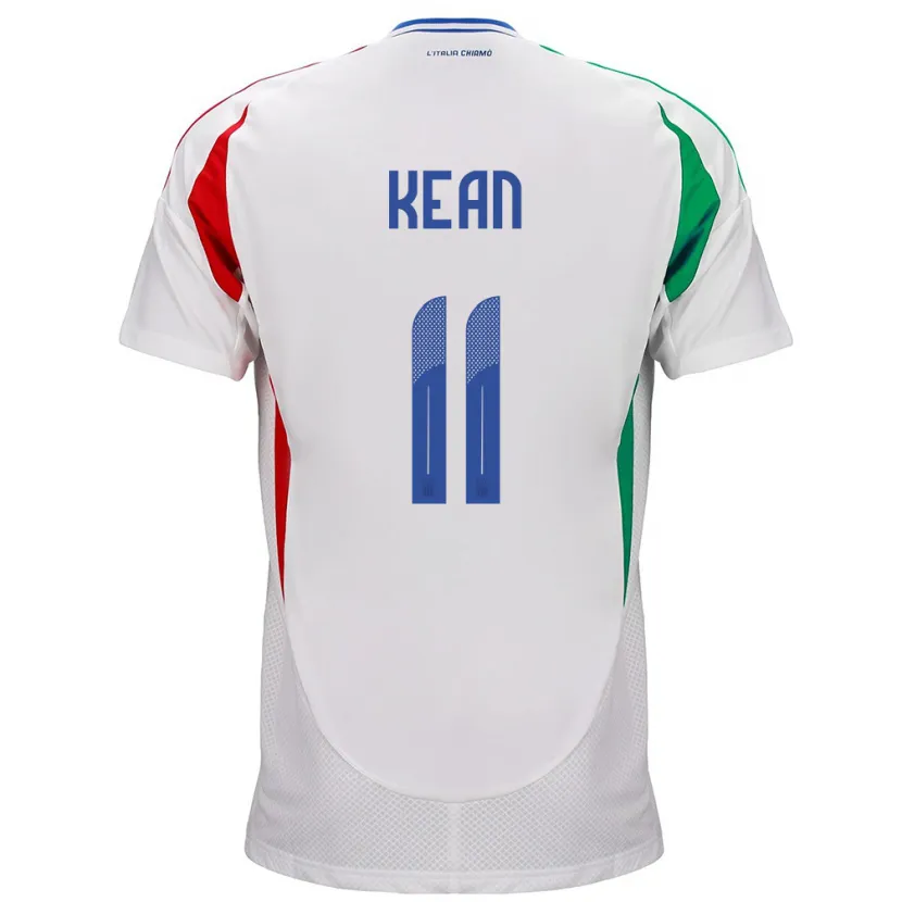 Danxen Mujer Camiseta Italia Moise Kean #11 Blanco 2ª Equipación 24-26 La Camisa México