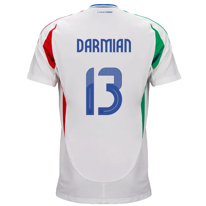 Danxen Mujer Camiseta Italia Matteo Darmian #13 Blanco 2ª Equipación 24-26 La Camisa México