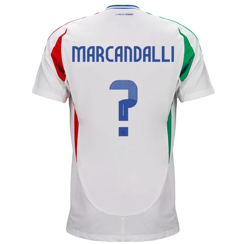Danxen Mujer Camiseta Italia Alessandro Marcandalli #0 Blanco 2ª Equipación 24-26 La Camisa México