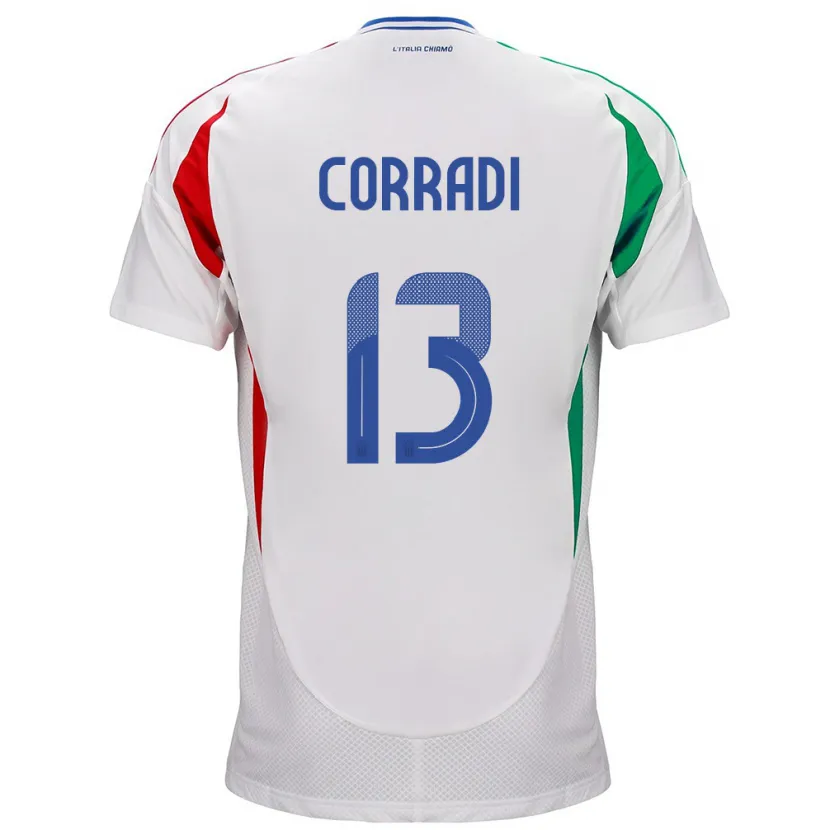 Danxen Mujer Camiseta Italia Christian Corradi #13 Blanco 2ª Equipación 24-26 La Camisa México