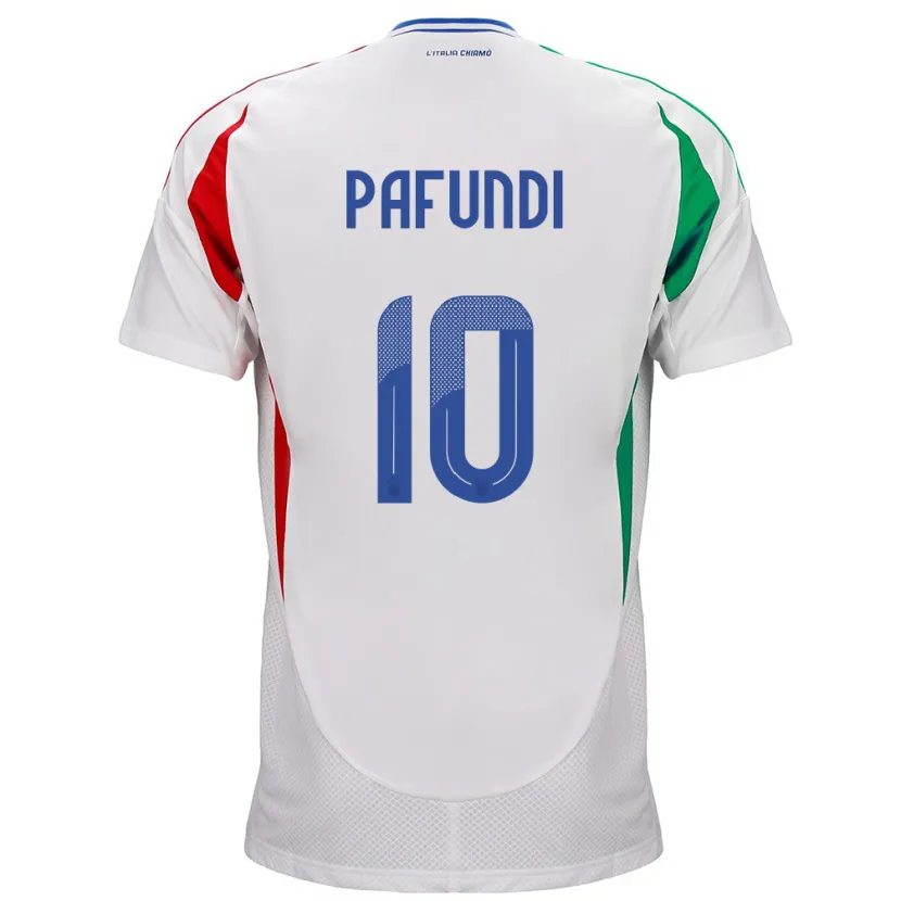 Danxen Mujer Camiseta Italia Simone Pafundi #10 Blanco 2ª Equipación 24-26 La Camisa México