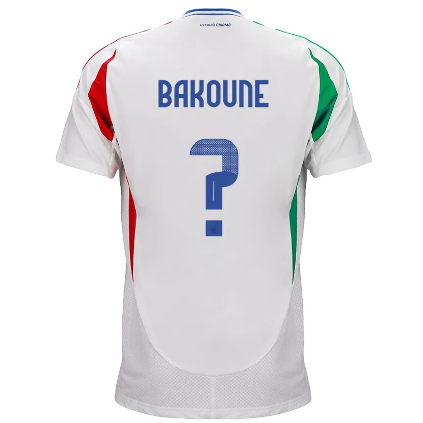 Danxen Mujer Camiseta Italia Adam Bakoune #0 Blanco 2ª Equipación 24-26 La Camisa México