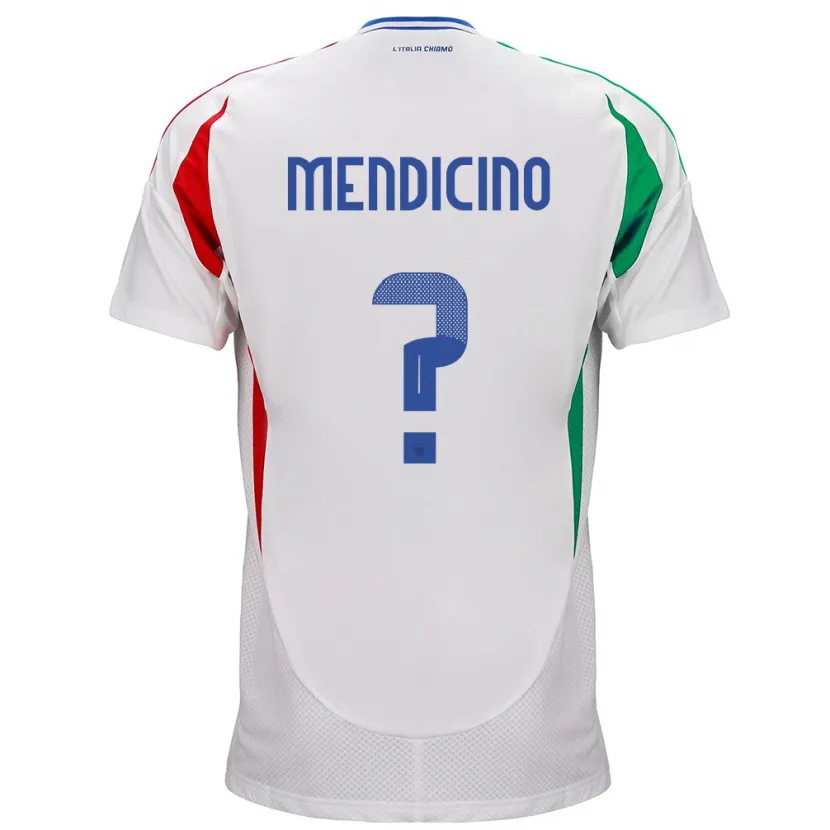 Danxen Mujer Camiseta Italia Leonardo Mendicino #0 Blanco 2ª Equipación 24-26 La Camisa México