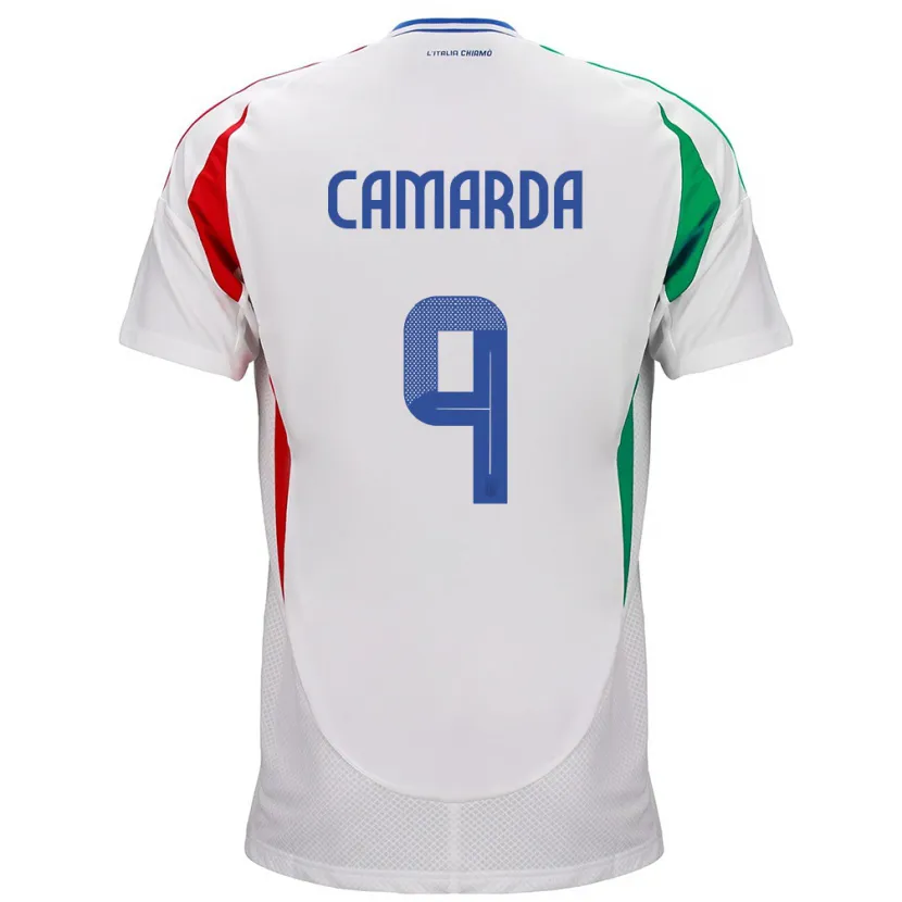 Danxen Mujer Camiseta Italia Francesco Camarda #9 Blanco 2ª Equipación 24-26 La Camisa México