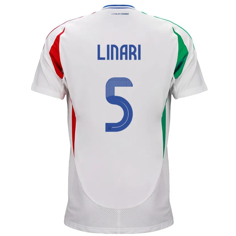 Danxen Mujer Camiseta Italia Elena Linari #5 Blanco 2ª Equipación 24-26 La Camisa México