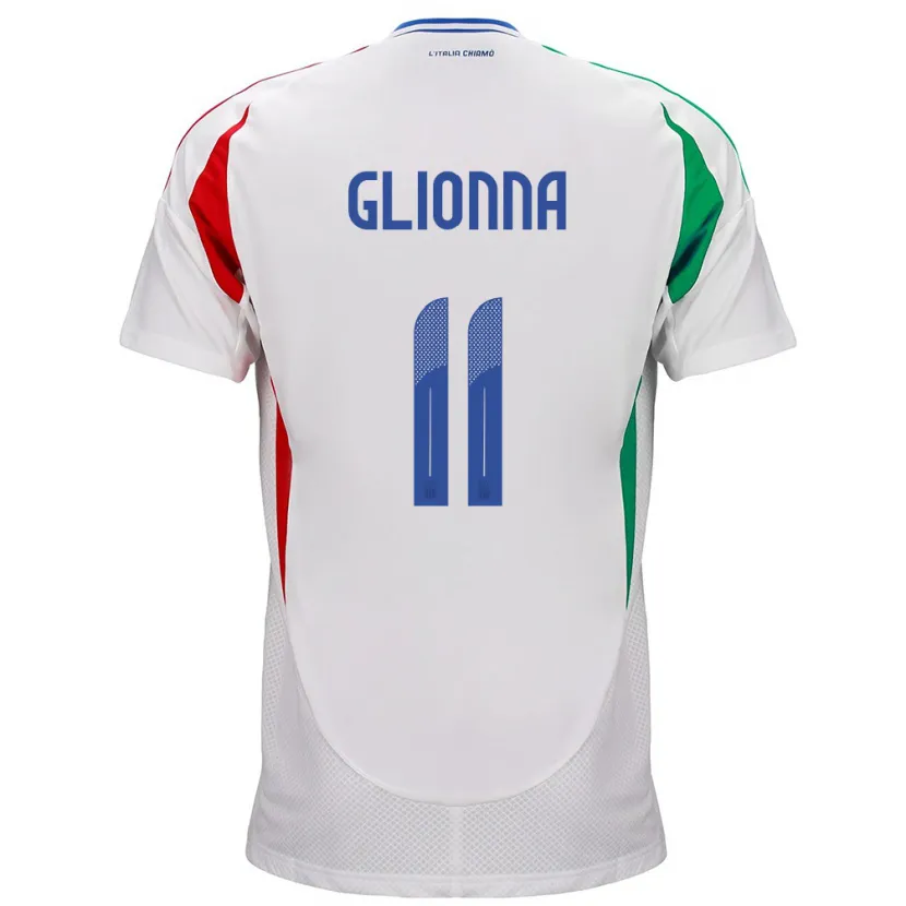 Danxen Mujer Camiseta Italia Benedetta Glionna #11 Blanco 2ª Equipación 24-26 La Camisa México