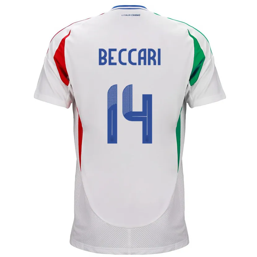 Danxen Mujer Camiseta Italia Chiara Beccari #14 Blanco 2ª Equipación 24-26 La Camisa México