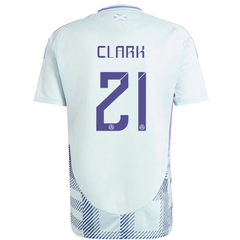 Danxen Mujer Camiseta Escocia Zander Clark #21 Azul Menta Claro 2ª Equipación 24-26 La Camisa México