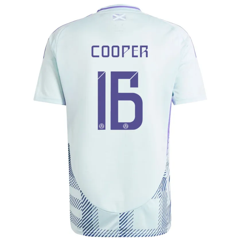 Danxen Mujer Camiseta Escocia Liam Cooper #16 Azul Menta Claro 2ª Equipación 24-26 La Camisa México