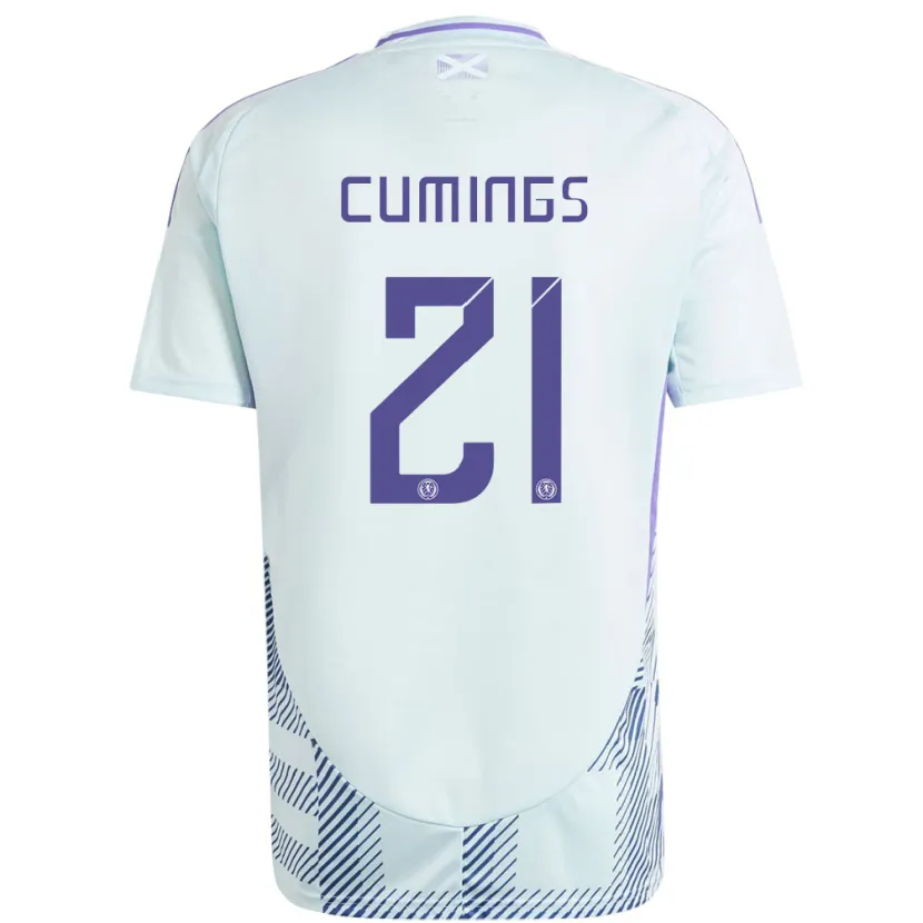 Danxen Mujer Camiseta Escocia Eartha Cumings #21 Azul Menta Claro 2ª Equipación 24-26 La Camisa México