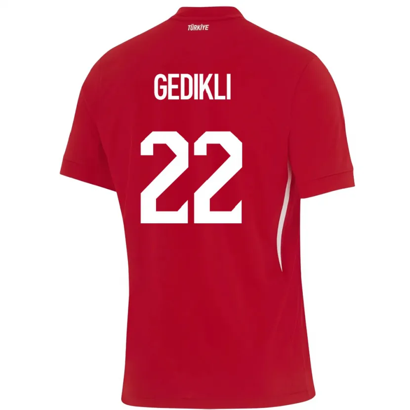 Danxen Mujer Camiseta Turquía Berkant Gedikli #22 Rojo 2ª Equipación 24-26 La Camisa México