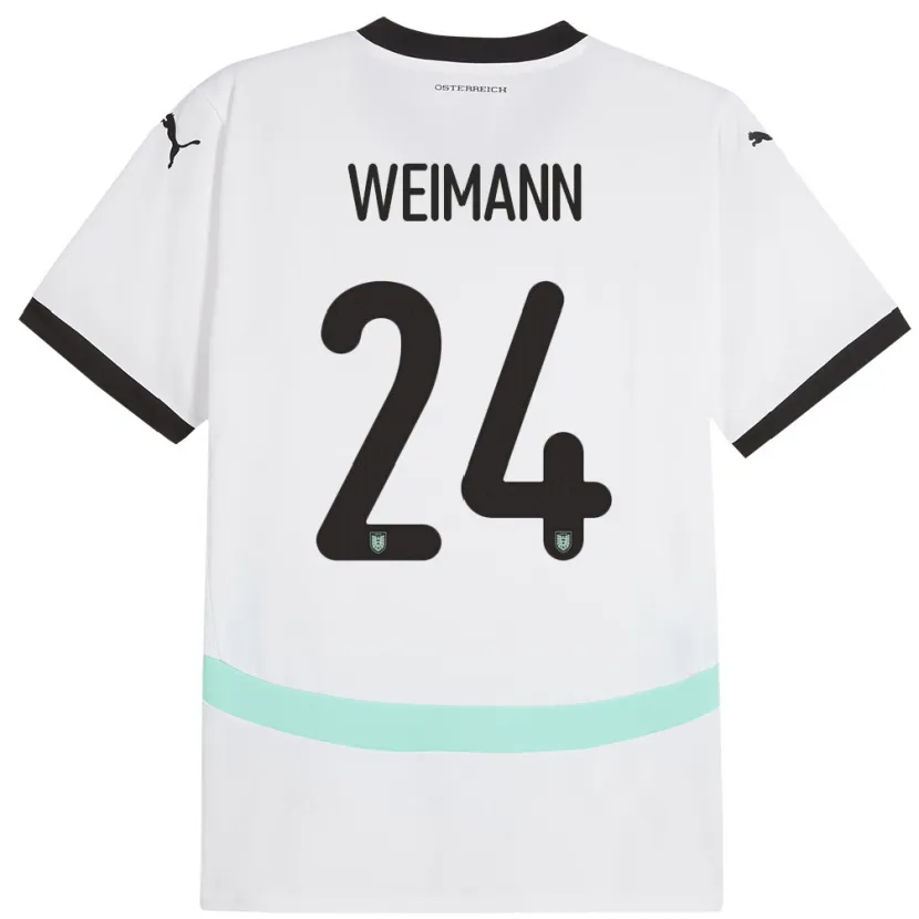 Danxen Mujer Camiseta Austria Andreas Weimann #24 Blanco 2ª Equipación 24-26 La Camisa México
