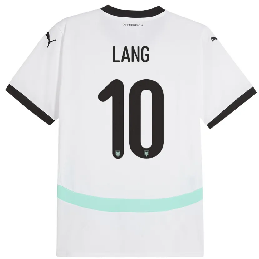 Danxen Mujer Camiseta Austria Christoph Lang #10 Blanco 2ª Equipación 24-26 La Camisa México