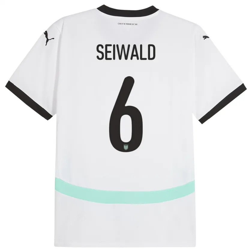 Danxen Mujer Camiseta Austria Nicolas Seiwald #6 Blanco 2ª Equipación 24-26 La Camisa México