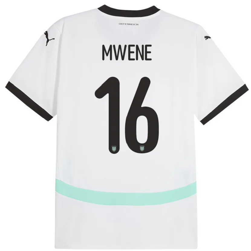 Danxen Mujer Camiseta Austria Phillipp Mwene #16 Blanco 2ª Equipación 24-26 La Camisa México