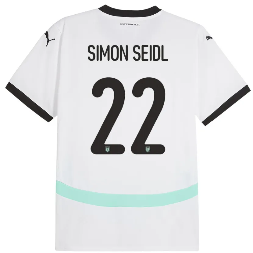 Danxen Mujer Camiseta Austria Simon Seidl #22 Blanco 2ª Equipación 24-26 La Camisa México