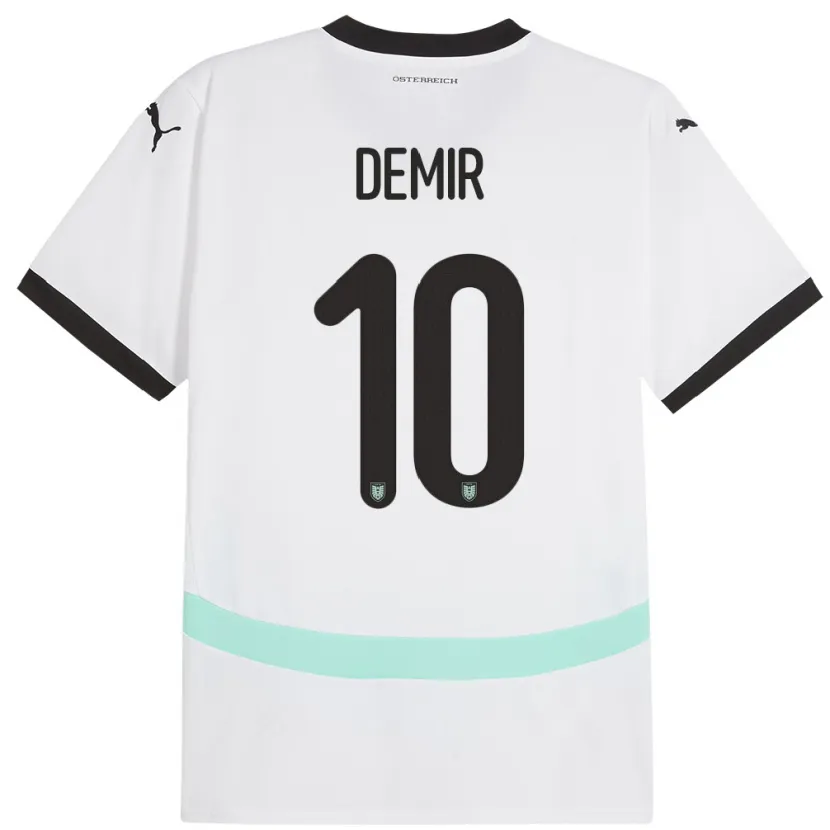 Danxen Mujer Camiseta Austria Yusuf Demir #10 Blanco 2ª Equipación 24-26 La Camisa México