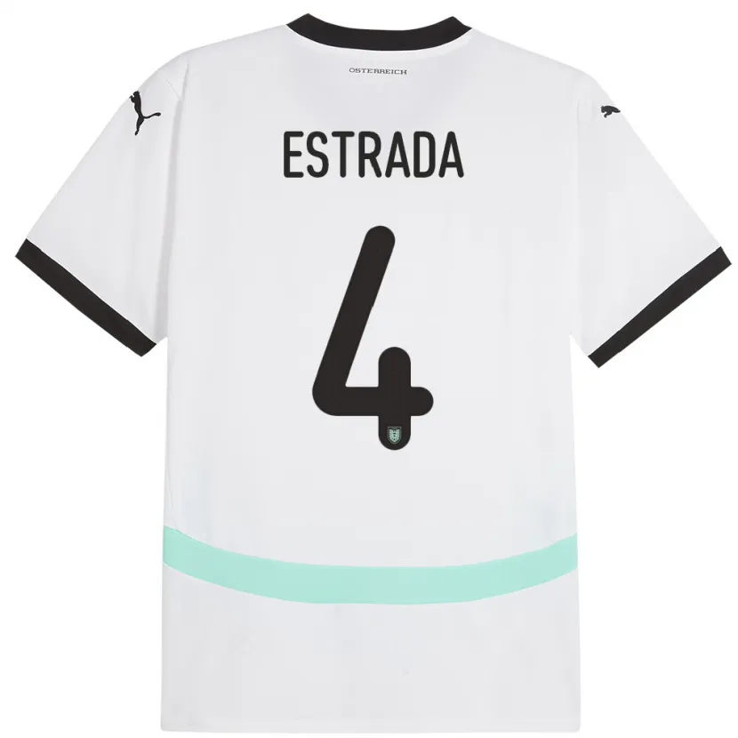 Danxen Mujer Camiseta Austria Pascal Estrada #4 Blanco 2ª Equipación 24-26 La Camisa México