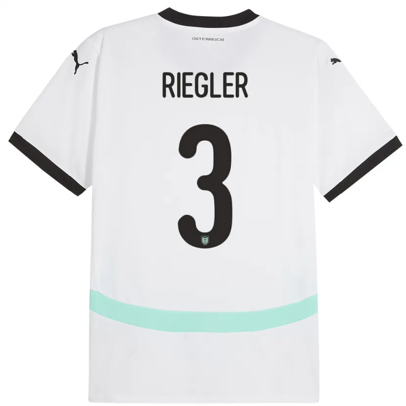 Danxen Mujer Camiseta Austria David Riegler #3 Blanco 2ª Equipación 24-26 La Camisa México