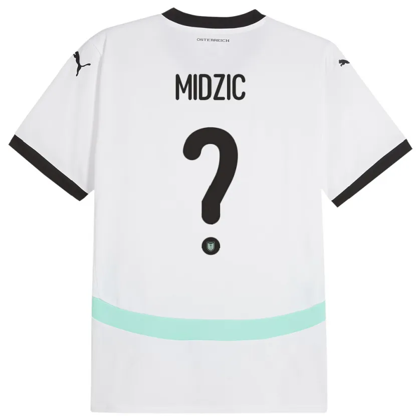 Danxen Mujer Camiseta Austria Armin Midzic #0 Blanco 2ª Equipación 24-26 La Camisa México