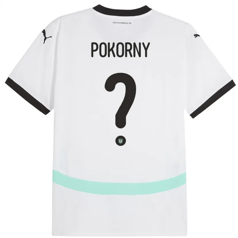 Danxen Mujer Camiseta Austria Jakob Pokorny #0 Blanco 2ª Equipación 24-26 La Camisa México