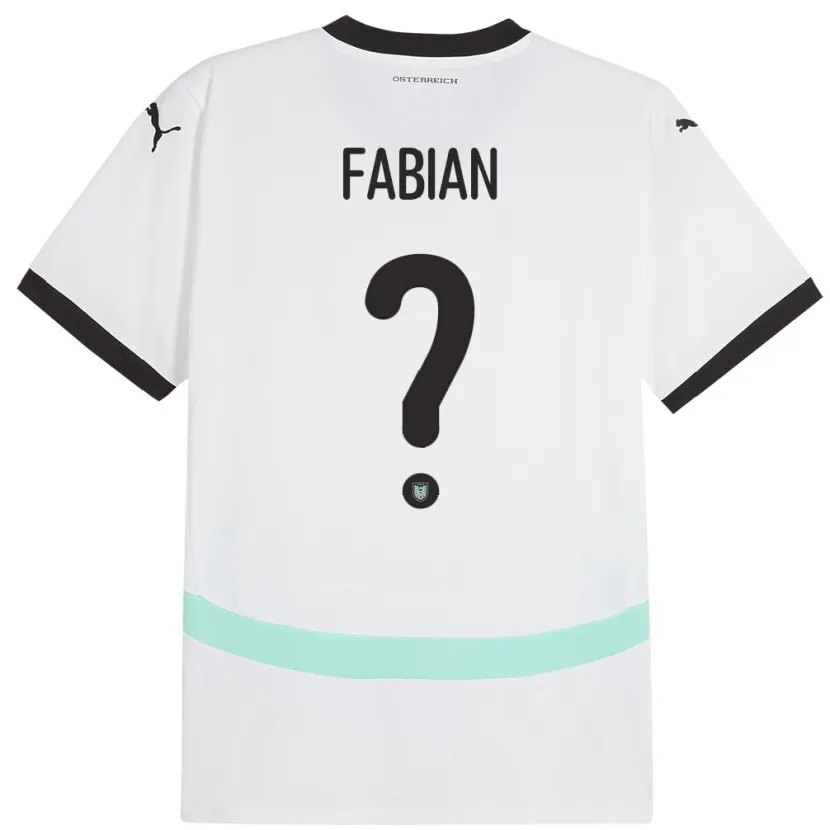 Danxen Mujer Camiseta Austria Lukas Fabian #0 Blanco 2ª Equipación 24-26 La Camisa México
