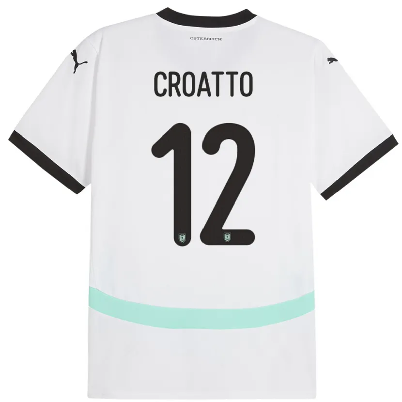 Danxen Mujer Camiseta Austria Michela Croatto #12 Blanco 2ª Equipación 24-26 La Camisa México